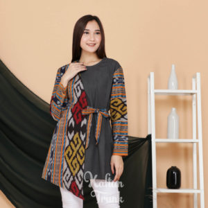 Atasan Blouse Half Tenun Coklat