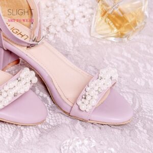 Sandal Ankle Strap Pearl Ungu Lilac