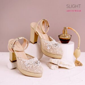 Sepatu Ankle Strap Adeline High Gold Emas
