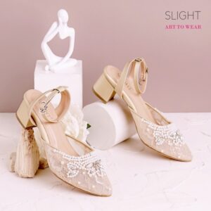 Sepatu Ankle Strap Adeline Low Gold Emas