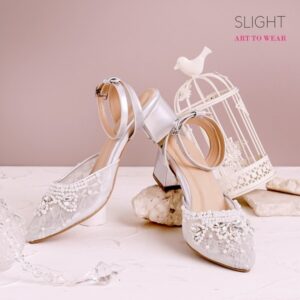 Sepatu Ankle Strap Adeline Low Silver