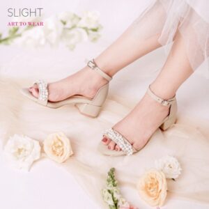 Sandal Ankle Strap Pearl Low Cream
