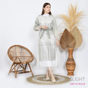 Dress Pesta Lace Brokat Calantha Sage green